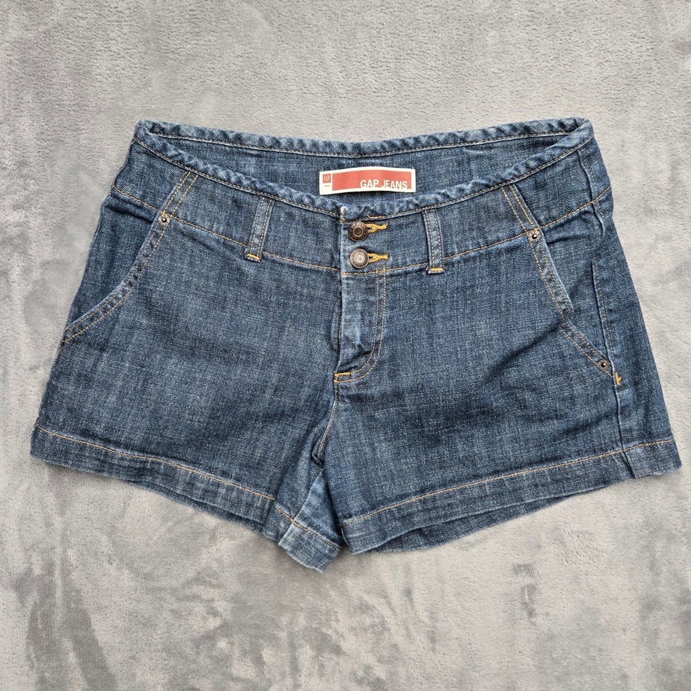 Y2K 90s Gap Jeans Womens Size 6 31W Blue Denim Shorts Double Button Low Rise